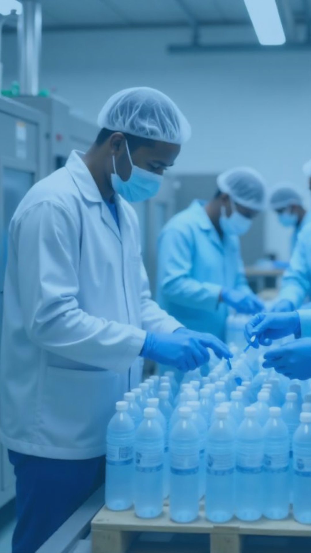 The Cool Ice production team working on the factory line